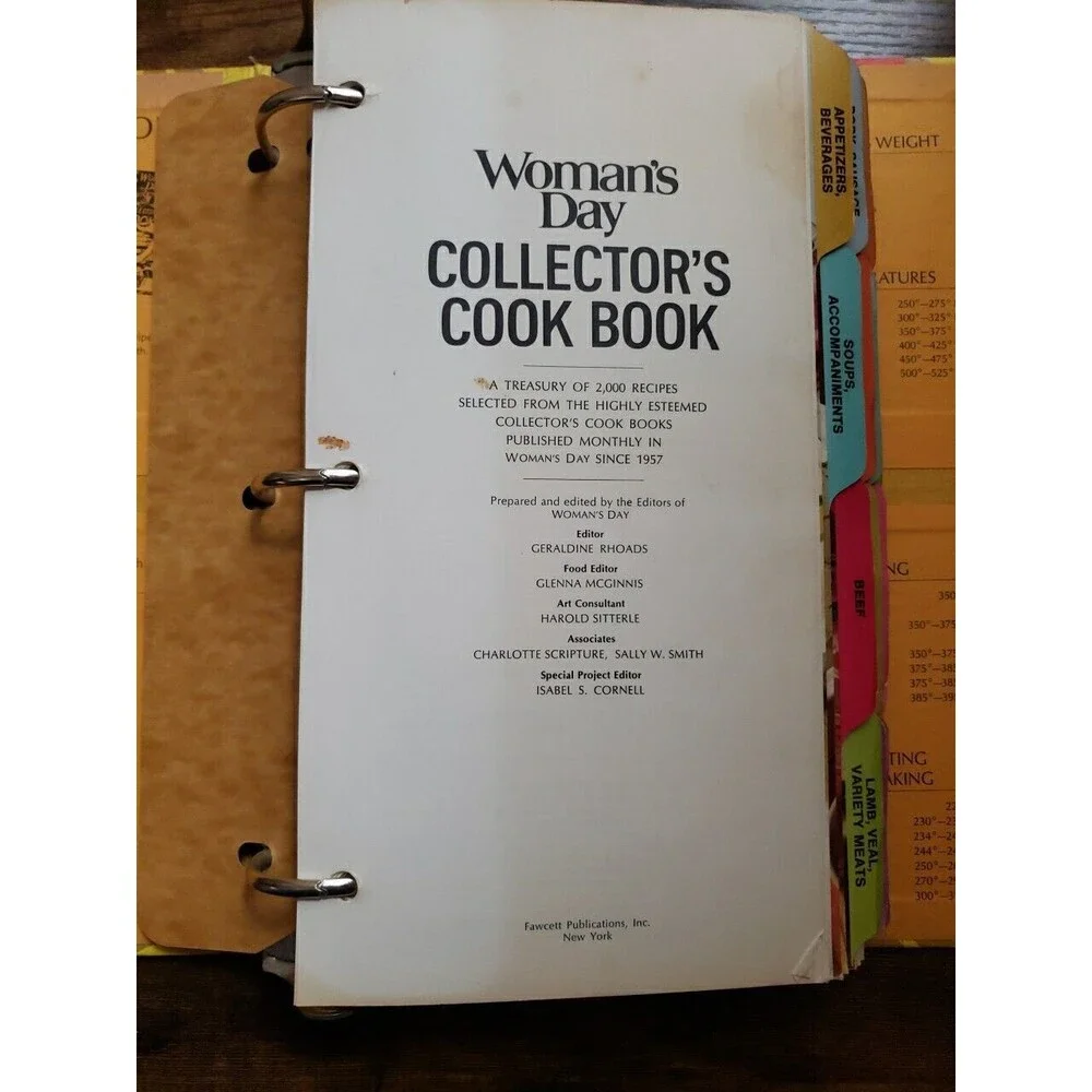 Woman's Day Collectors Cookbook VINTAGE 1970 Yellow Hardcover  Binder Ephemera